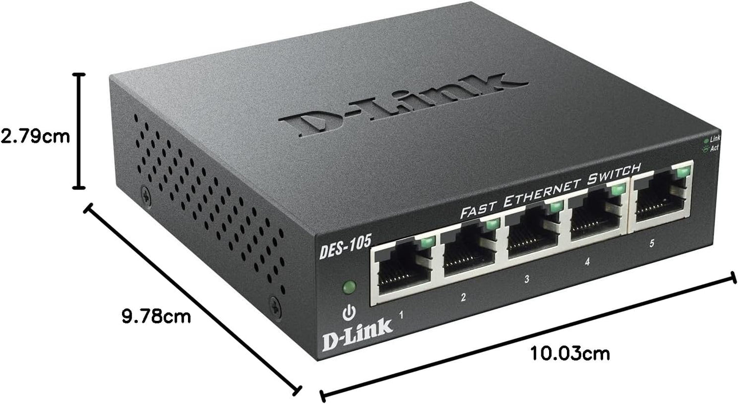 D-Link DES-105 5-Port Fast Ethernet Unmanaged Desktop Switch