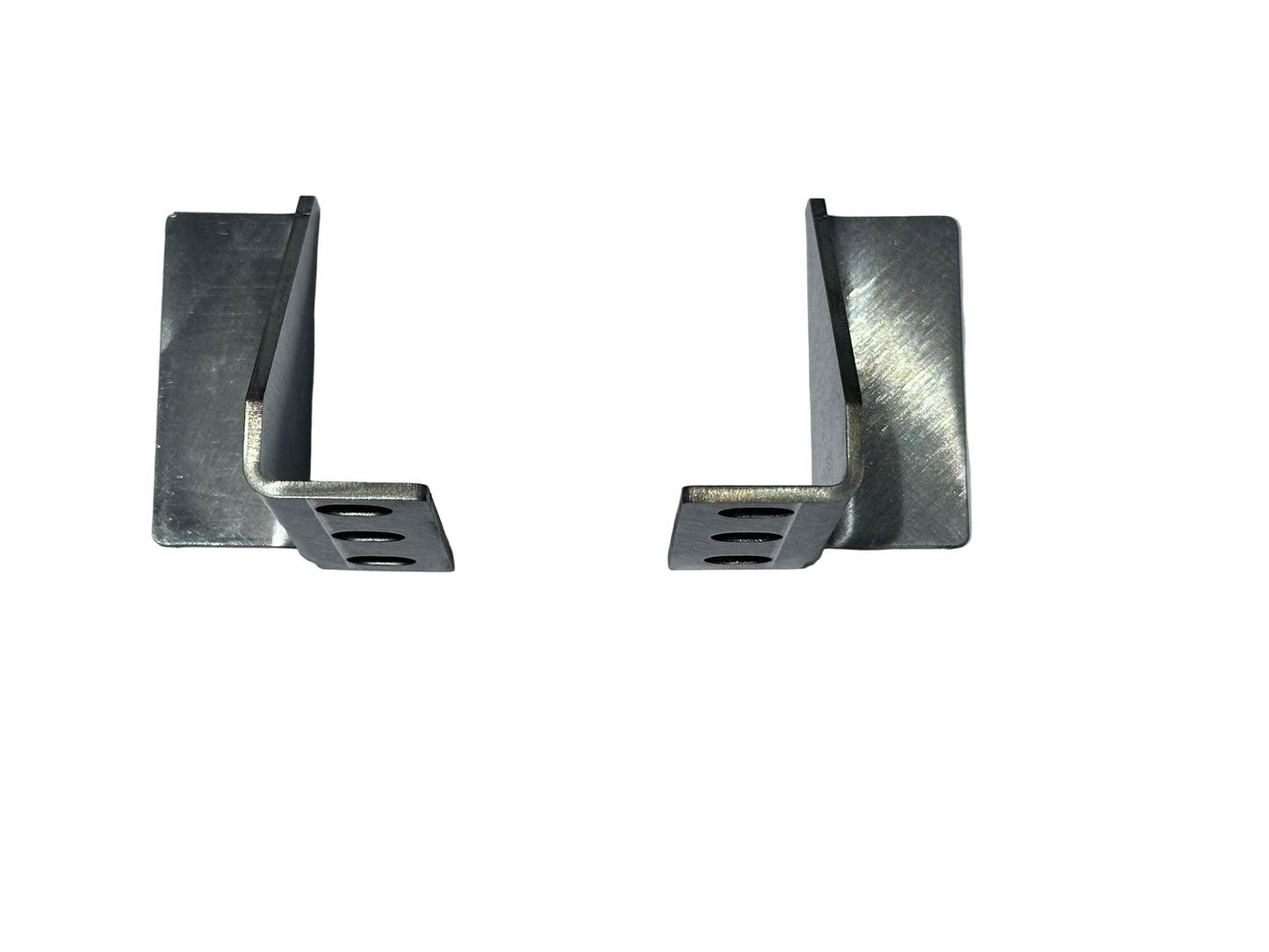 Two metal brackets on a gray background,Metal bracket with 'www.servec.co.uk' branding on a gray background for 19" rear mounting of batteries