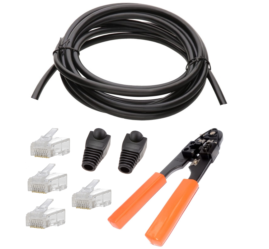 Pylontech Battery to Inverter BMS Cable Kit – Rewireable 3m CAT6 + RJ45 Crimp Tool