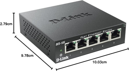 D-Link DES-105 5-Port Fast Ethernet Unmanaged Desktop Switch