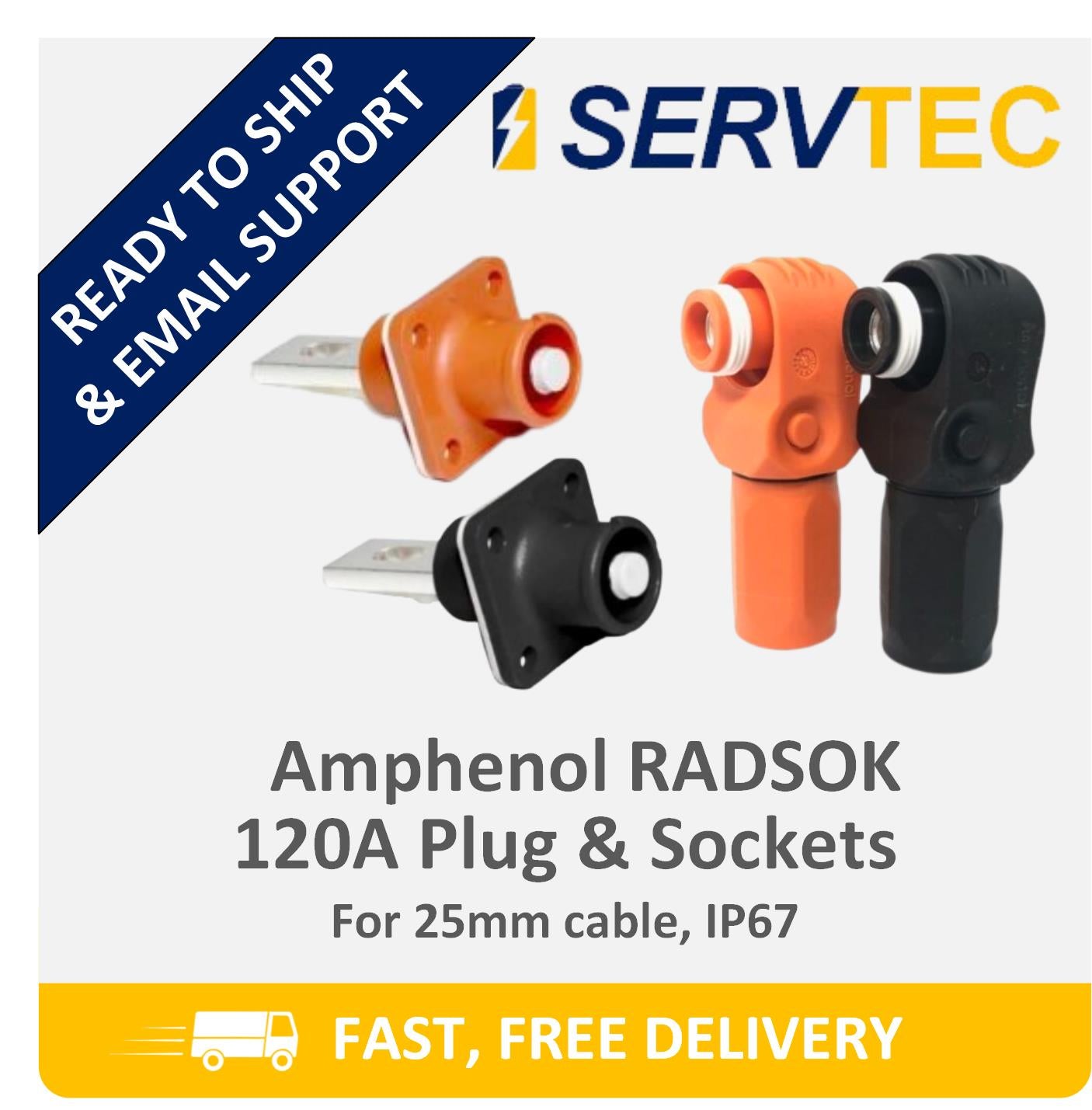 Genuine AMPHENOL RadSok SurLok Plus™ 5.7mm Connectors SERVTEC Battery